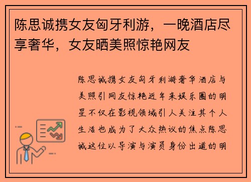 陈思诚携女友匈牙利游，一晚酒店尽享奢华，女友晒美照惊艳网友